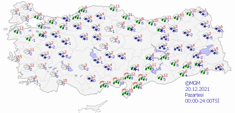 meteoroloji den son dakika kuvvetli saganak ve kar yagisi uyarisi