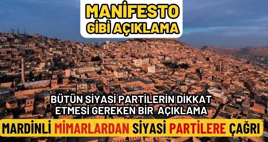 Mardin Mimarlar Odasından Siyasi Partilere Manifesto gibi açıklama