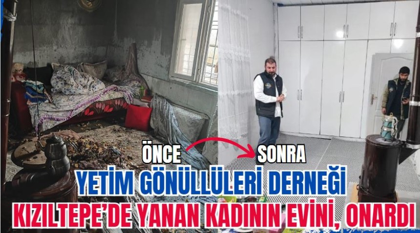 Kızıltepe ilçesinde evi yanan yaşlı kadına Yetim Gönüllüleri'nden yardım