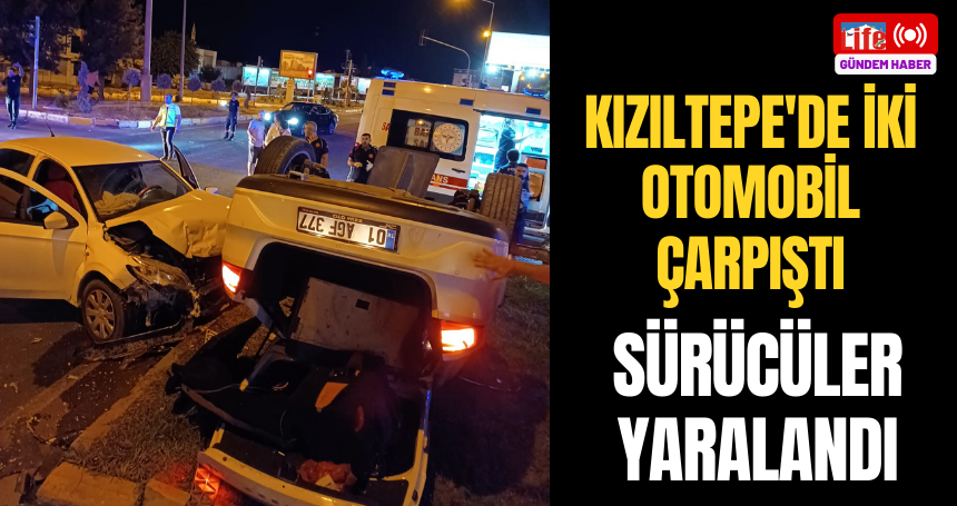 Kızıltepe'de iki otomobil çarpıştı