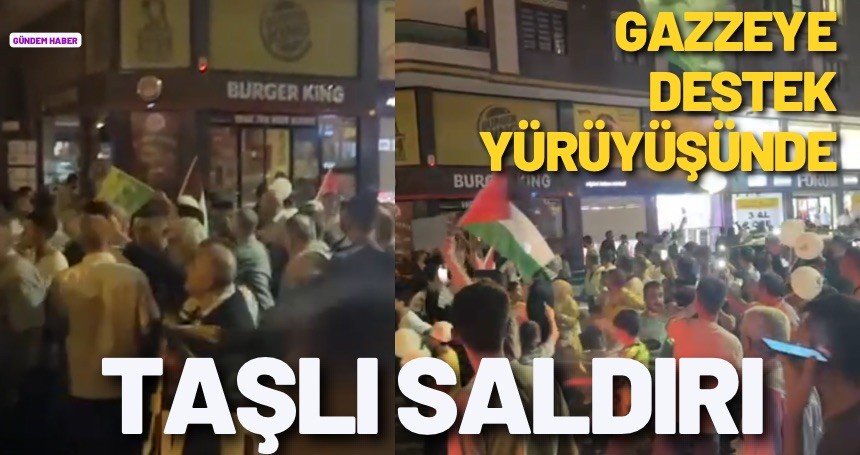 Filistin'e destek yürüyüşünde Burger King taşlandı!