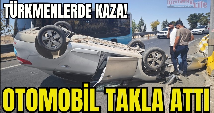 Türkmenlerde kaza! Otomobil takla attı