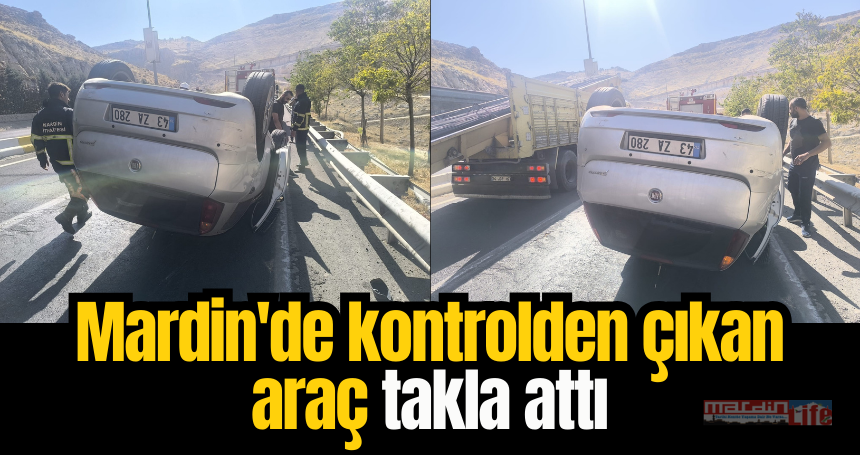 Mardin'de kontrolden çıkan araç takla attı