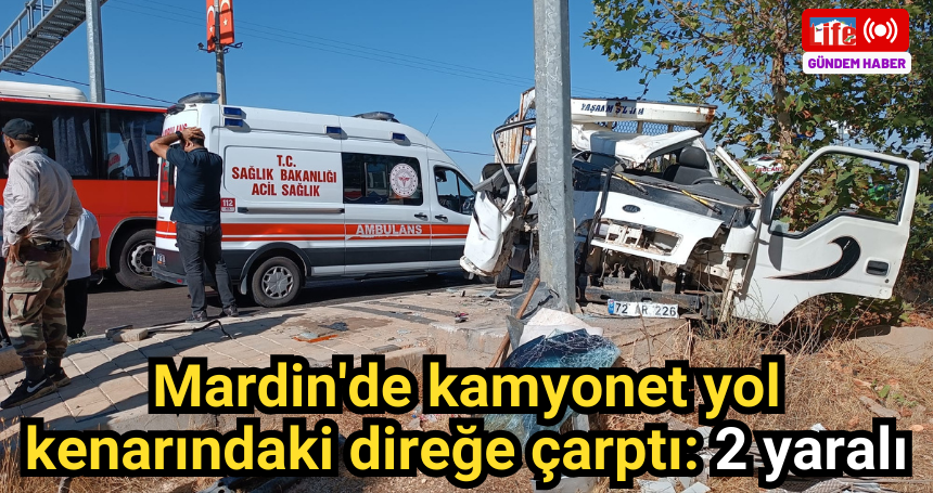 Mardin'de kamyonet yol kenarındaki direğe çarptı: 2 yaralı