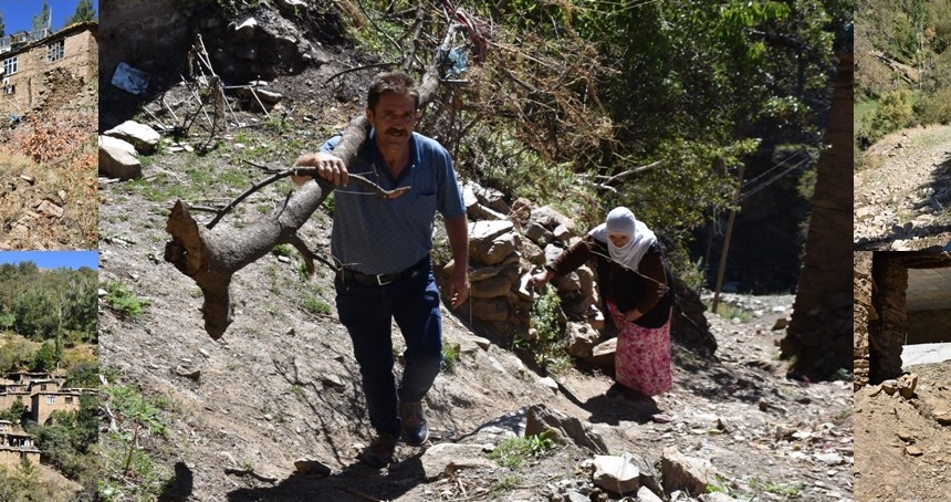 Bitlis'te yolu olmayan 45 hanelik köyde hastalar, yaşlılar, gebeler at sırtında taşınıyor