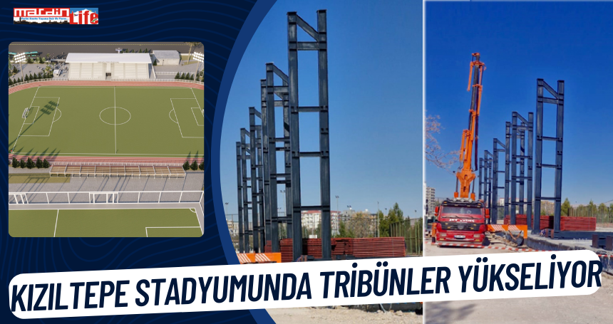 Kı­zıl­te­pe stad­yu­mun­da tri­bünler yükseliyor