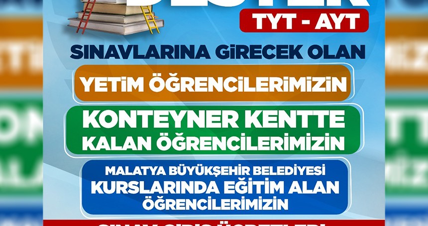 Malatya Büyükşehir Belediyesi, muhtaçların AYT VE TYT sınav ücretlerini karşılayacak