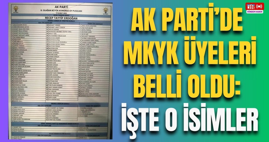 AK Parti’de MKYK Üyeleri Belli Oldu: İşte O İsimler